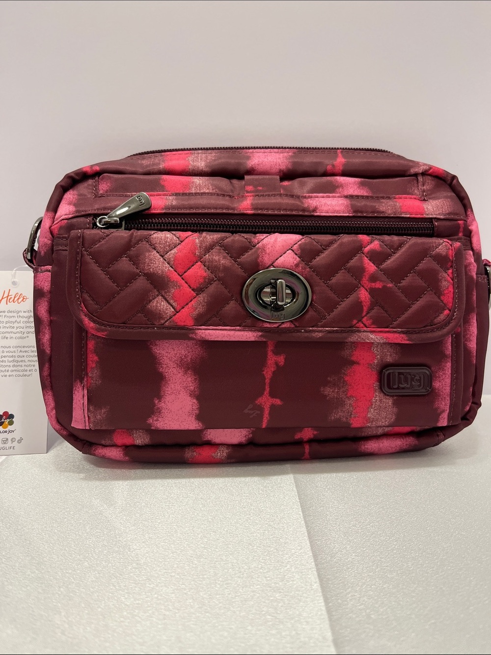 LUG - Switch Crossbody Bag & Peekaboo Pouch Set in Shibori Wine